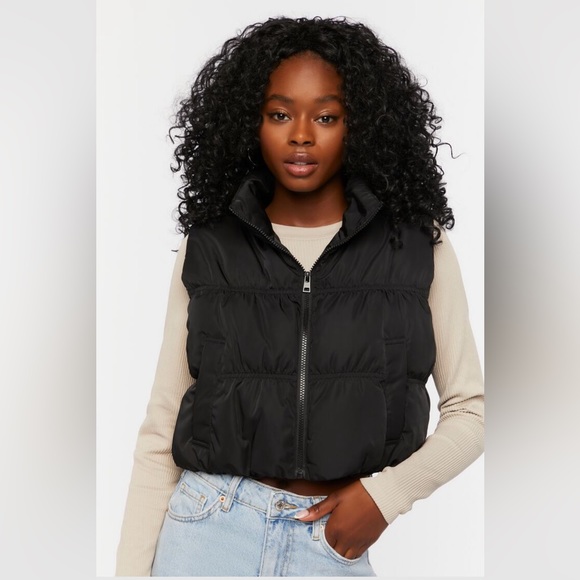 Forever 21 Jackets & Blazers - Black Puffer Zip-Up Vest, Forever 21